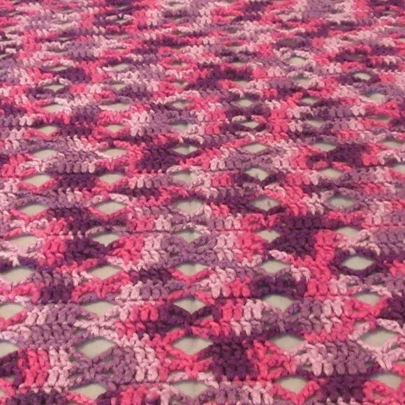 Handmade Crochet Afghan Blanket Couch Sofa Throw 79x79 Square Purple Multi Color - Picture 1 of 6